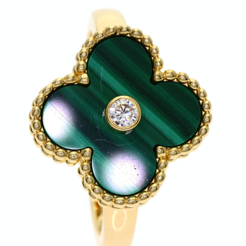 Vintage Alhambra Ring 18K Yellow Gold and Malachite
