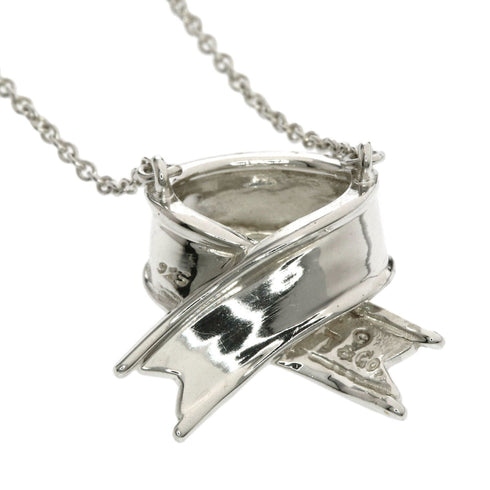 Cross Ribbon Pendant Necklace Sterling Silver