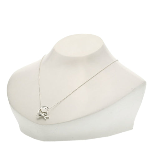 Cross Ribbon Pendant Necklace Sterling Silver