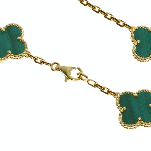 Vintage Alhambra Pendant Necklace 18K Yellow Gold and Malachite