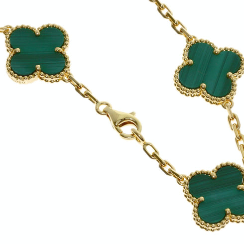 Vintage Alhambra Pendant Necklace 18K Yellow Gold and Malachite