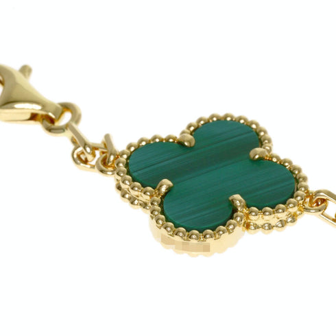 Vintage Alhambra Pendant Necklace 18K Yellow Gold and Malachite