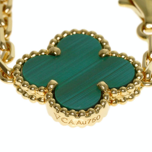 Vintage Alhambra Pendant Necklace 18K Yellow Gold and Malachite