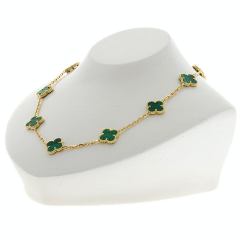 Vintage Alhambra Pendant Necklace 18K Yellow Gold and Malachite