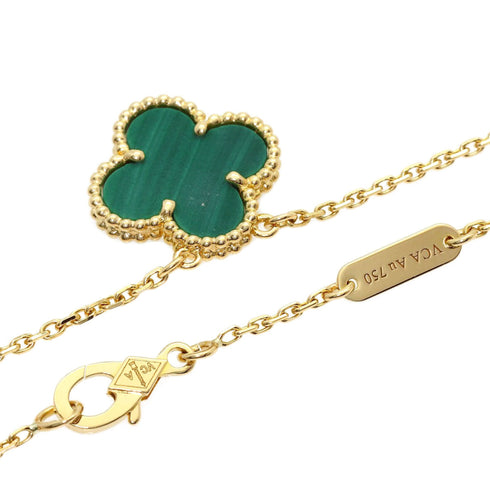 Vintage Alhambra Pendant Necklace 18K Yellow Gold and Malachite