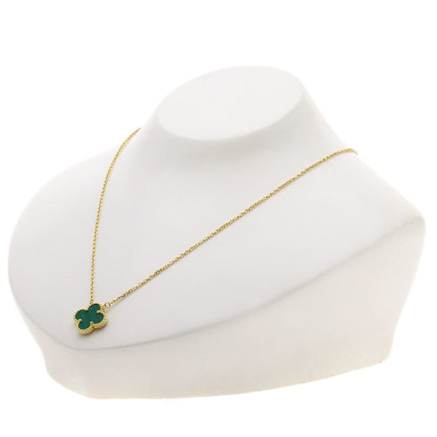 Vintage Alhambra Pendant Necklace 18K Yellow Gold and Malachite