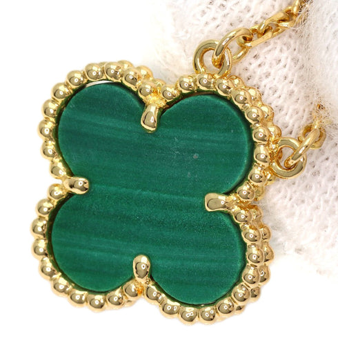 Vintage Alhambra Pendant Necklace 18K Yellow Gold and Malachite