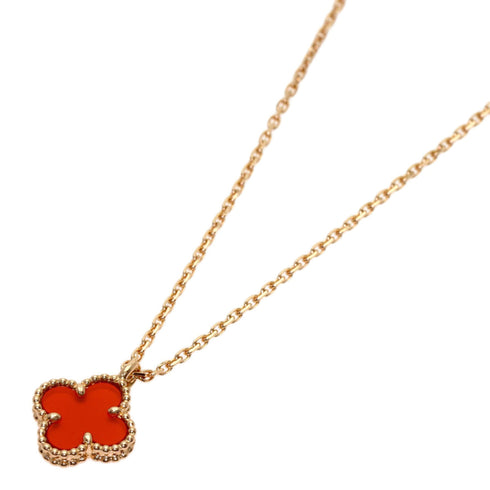 Sweet Alhambra Pendant Necklace 18K Rose Gold and Carnelian