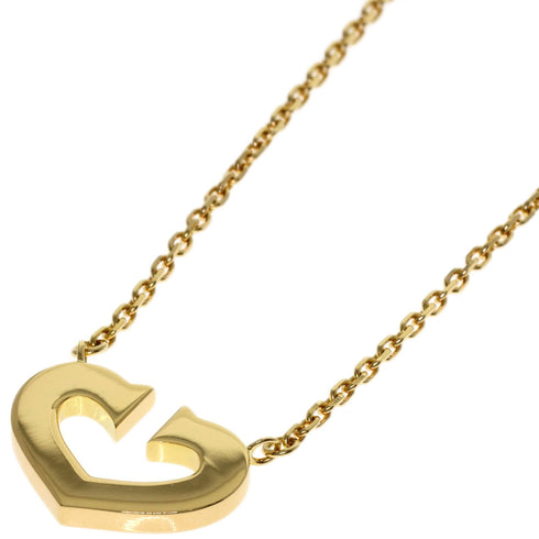 C Heart Pendant Necklace 18K Yellow Gold