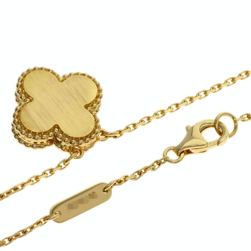 Vintage Alhambra Pendant Necklace 18K Yellow Gold and Malachite