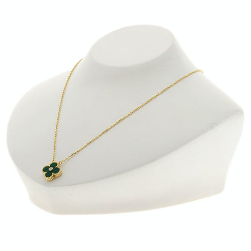 Vintage Alhambra Pendant Necklace 18K Yellow Gold and Malachite