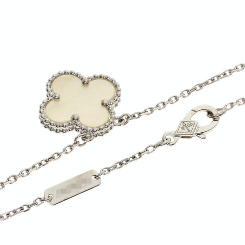 Vintage Alhambra Pendant Necklace 18K White Gold