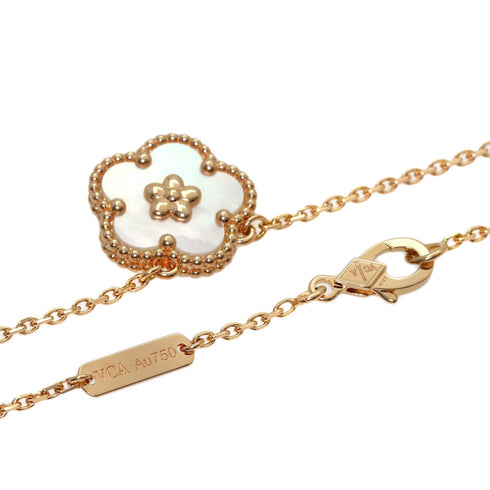 Lucky Spring Plum Blossom Pendant Necklace 18K Rose Gold with Shell