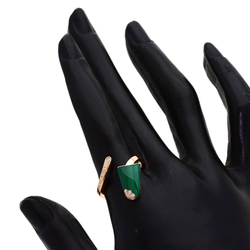 Band Ring 18K Rose Gold with Diamond and Malachite