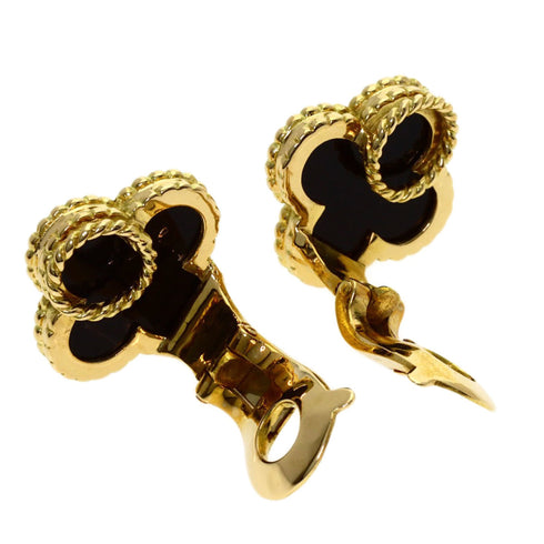 Vintage Alhambra Earrings 18K Yellow Gold and Onyx 18K Yellow Gold