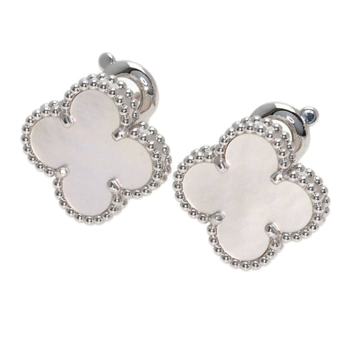 Vintage Alhambra Earrings 18K White Gold 18K White Gold