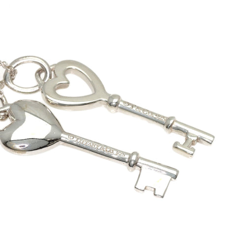 Double Heart Key Pendant Necklace Sterling Silver