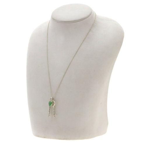 Double Heart Key Pendant Necklace Sterling Silver