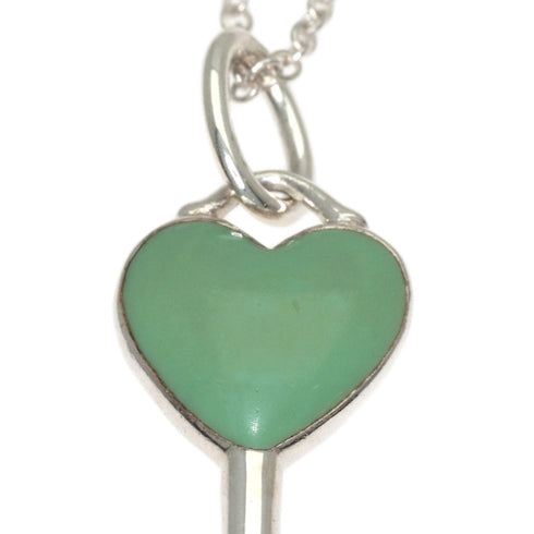 Double Heart Key Pendant Necklace Sterling Silver