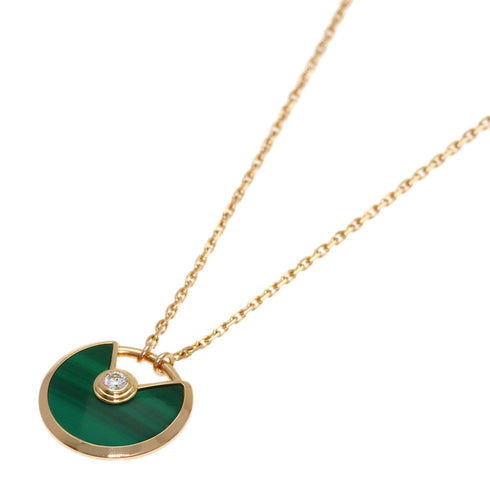 Amulette de Pendant Necklace 18K Rose Gold with Diamond and Malachite