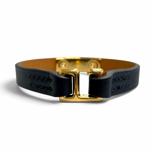 Micro Rival Bracelet Swift Leather and Gold Hardware