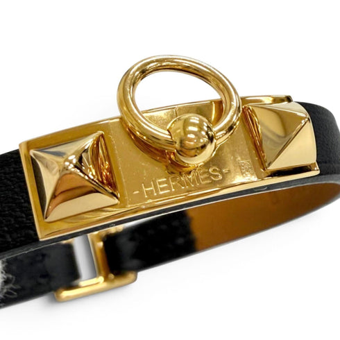Micro Rival Bracelet Swift Leather and Gold Hardware