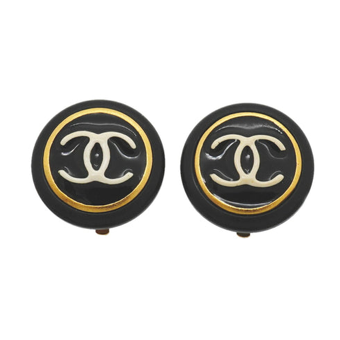 CC Logo Circle Clip-On Earrings Metal Gold-Tone Metal