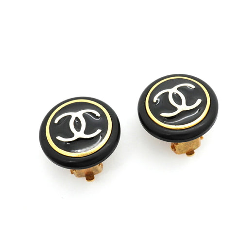 CC Logo Circle Clip-On Earrings Metal Gold-Tone Metal