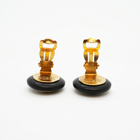 CC Logo Circle Clip-On Earrings Metal Gold-Tone Metal