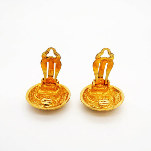 CC Logo Circle Clip-On Earrings Metal Gold-Tone Metal