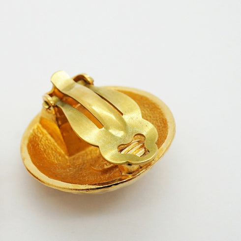 CC Logo Circle Clip-On Earrings Metal Gold-Tone Metal