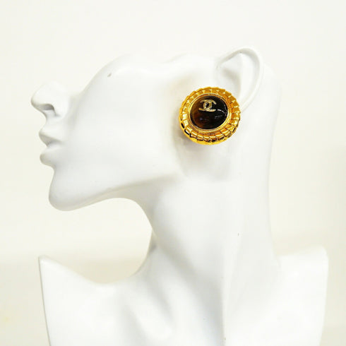 CC Logo Clip-On Earrings Metal Gold-Tone Metal