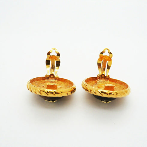 CC Logo Clip-On Earrings Metal Gold-Tone Metal