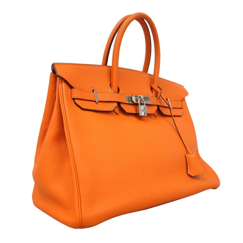 Birkin Handbag Orange Togo with Palladium Hardware 35