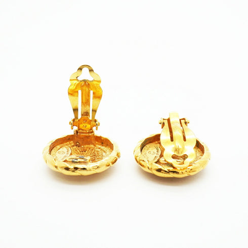 CC Logo Circle Clip-On Earrings Metal Gold-Tone Metal