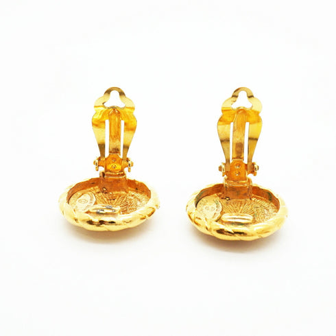 CC Logo Circle Clip-On Earrings Metal Gold-Tone Metal