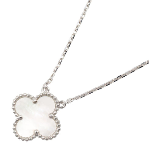Vintage Alhambra Pendant Necklace Sterling Silver and 18K White Gold
