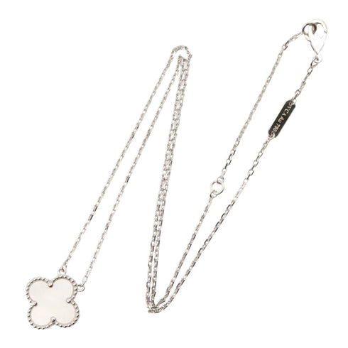 Vintage Alhambra Pendant Necklace Sterling Silver and 18K White Gold
