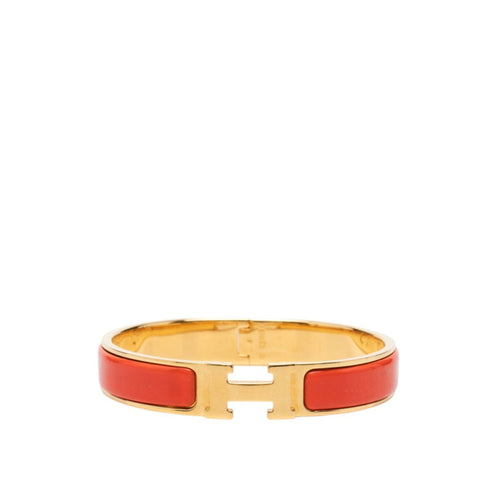 Click H Bracelet Enamel Gold Orange Red