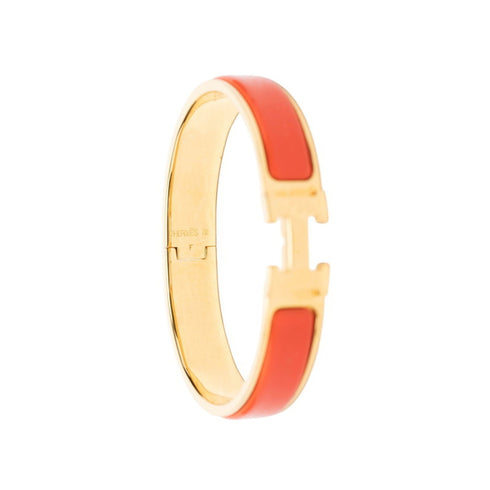 Click H Bracelet Enamel Gold Orange Red
