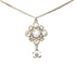 CC Logo Flower Pendant Necklace Silver-Tone Metal