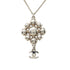 CC Logo Flower Pendant Necklace Silver-Tone Metal