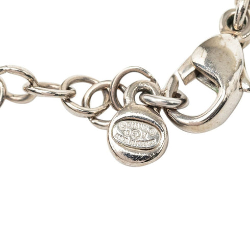 CC Logo Flower Pendant Necklace Silver-Tone Metal