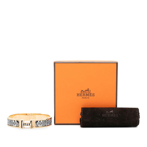 Click H Zebra Print Bracelet Enamel Black and White