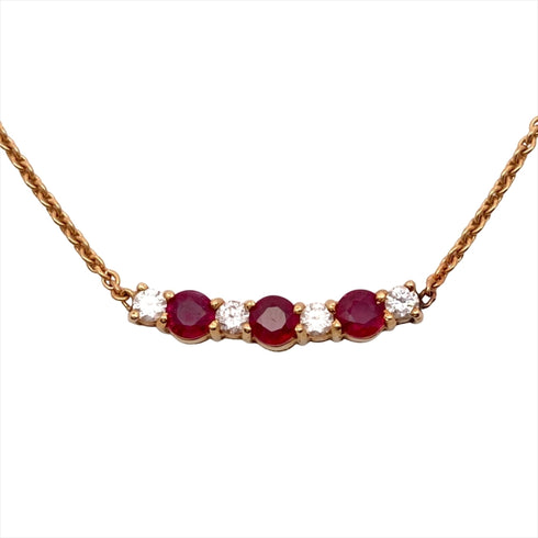 Pendant Necklace 18K Yellow Gold With Diamond and Ruby