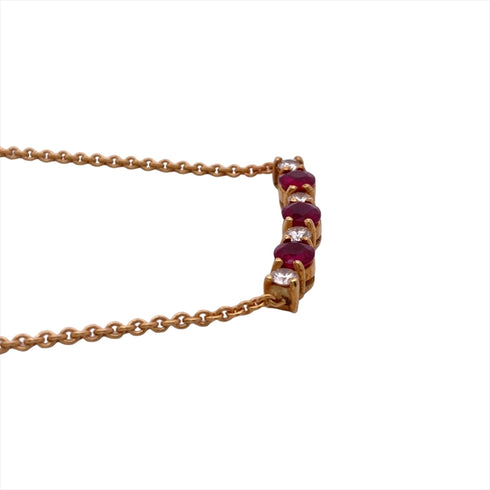 Pendant Necklace 18K Yellow Gold With Diamond and Ruby