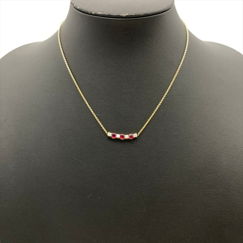 Pendant Necklace 18K Yellow Gold With Diamond and Ruby