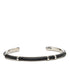 Charm Bracelet Leather and Metal Black and Silver