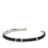 Charm Bracelet Leather and Metal Black and Silver
