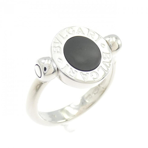 Band Ring 18K White Gold with Diamond and Onyx